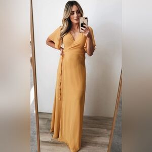 Baltic Born Ivy Maxi Length Mustard Yellow Flowy‎ Wrap Dress Size XXXL / 3XL